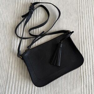 Chic Black Crossbody Bag with Tassel